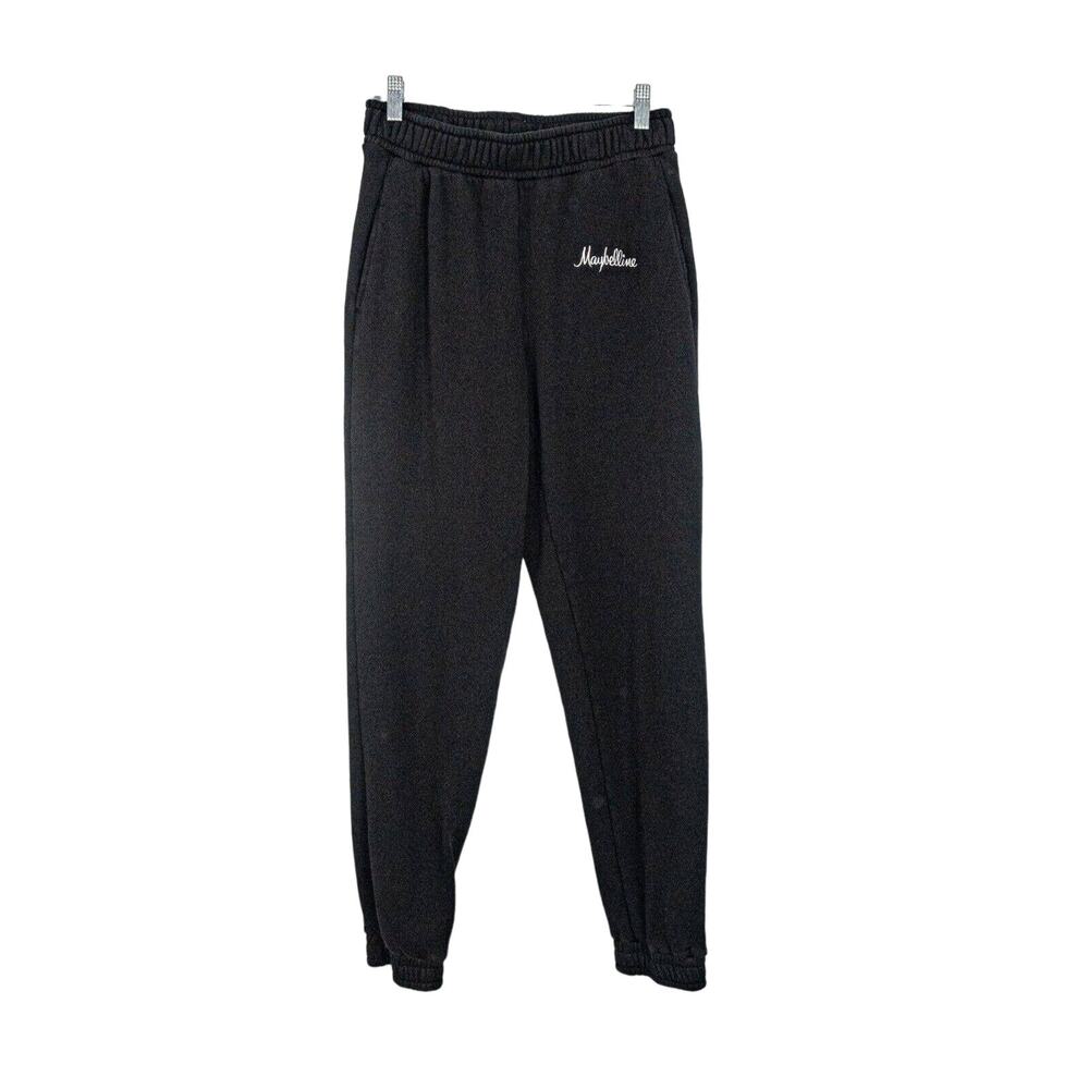 COTTON CITIZEN French Terry Sweatpants Black Maybelline Embroidered